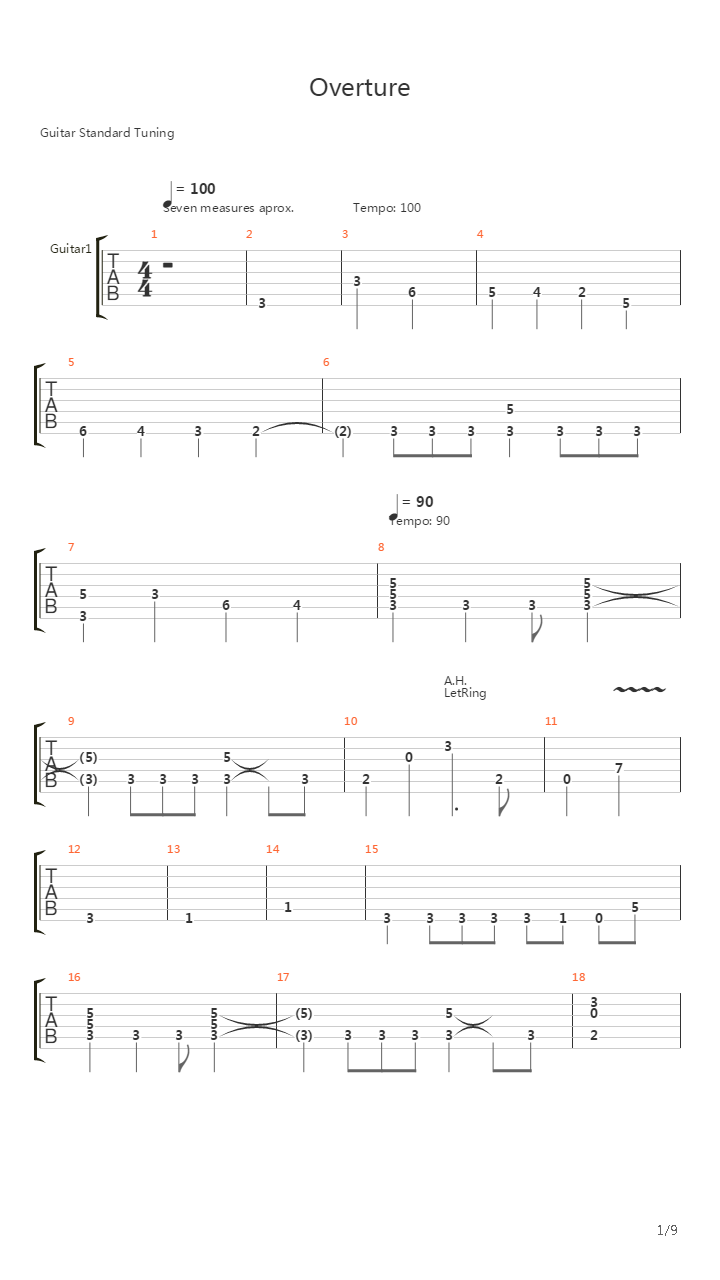 Overture吉他谱
