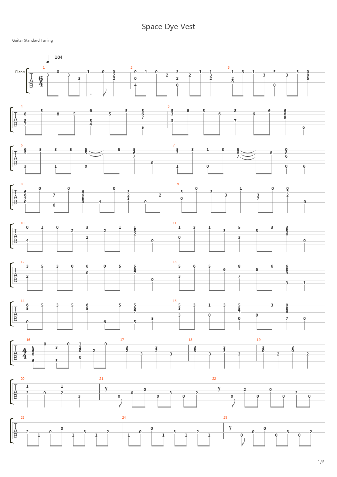 Space Dye Vest吉他谱
