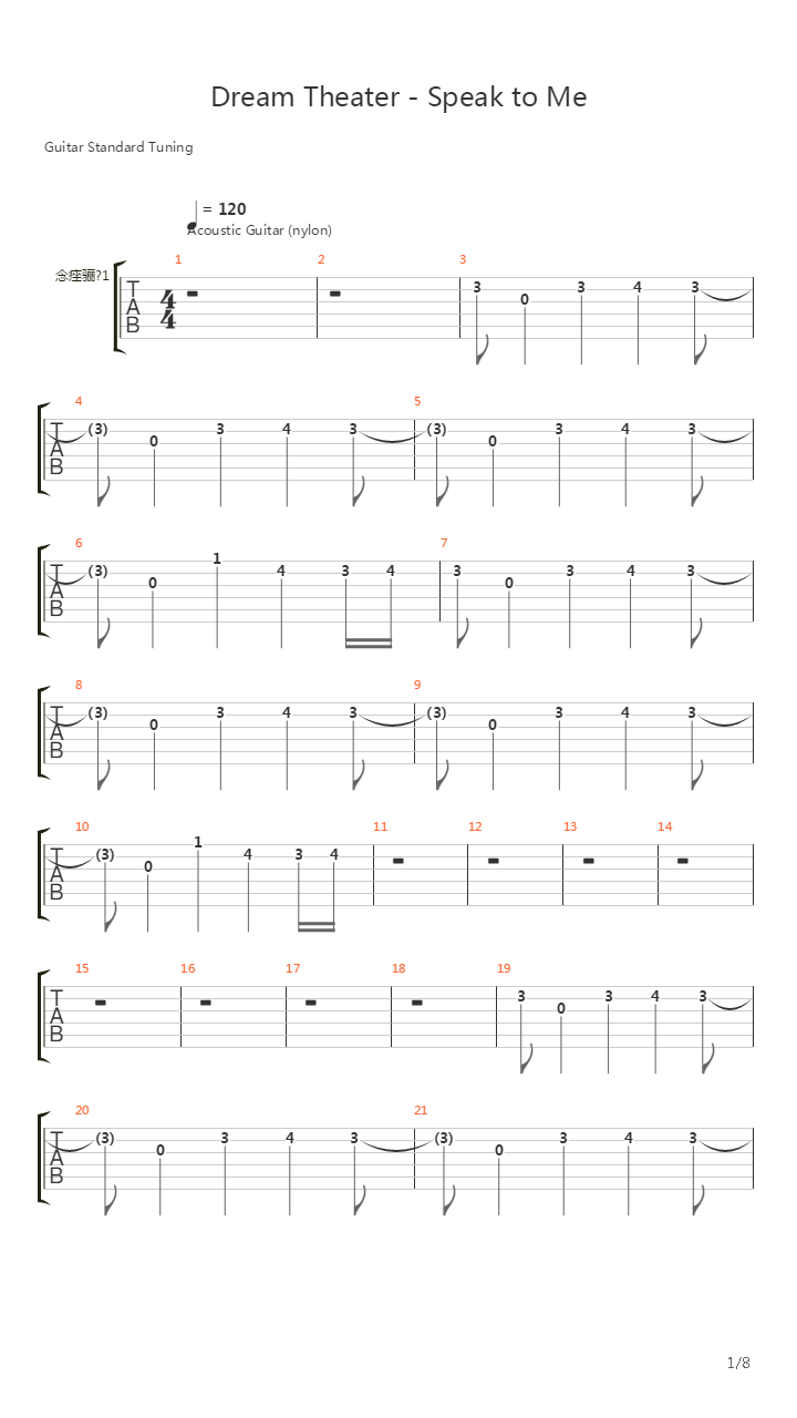 Speak To Me吉他谱