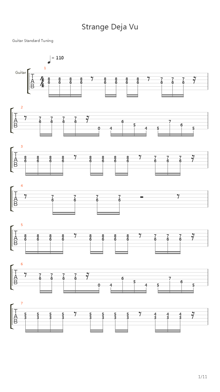 Strange Deja Vu吉他谱
