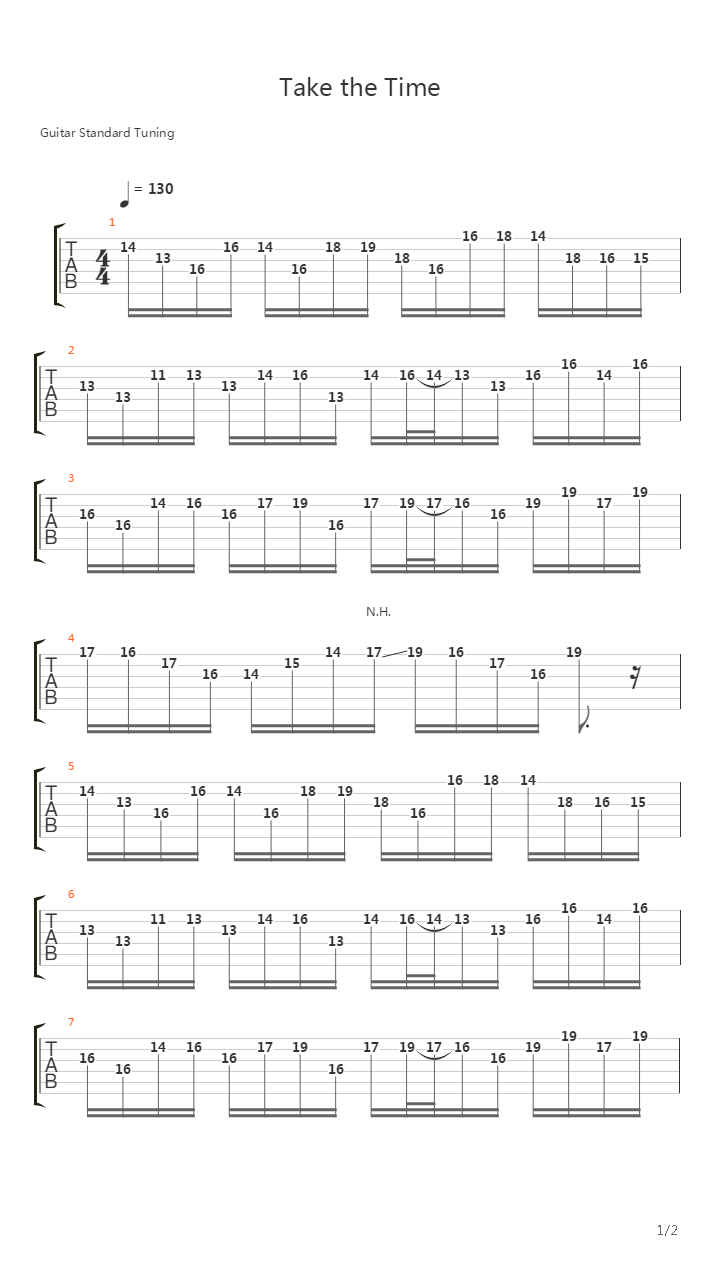 Take the Time (middle solo)吉他谱