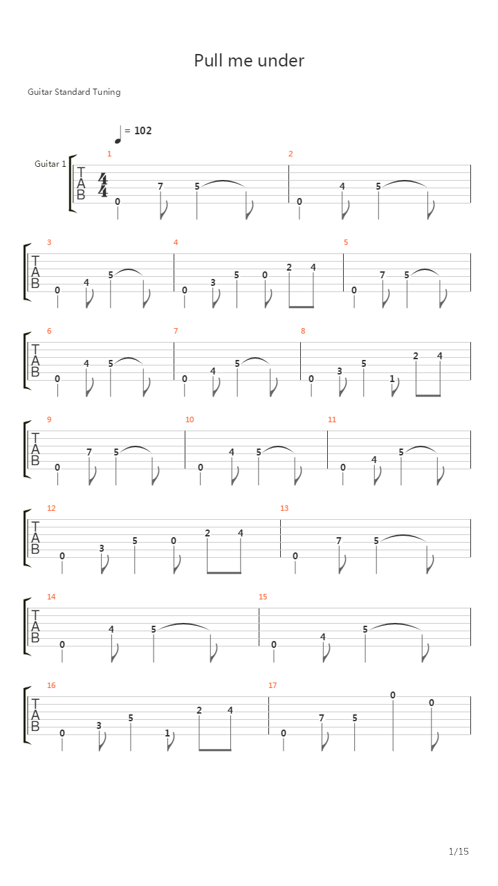 pull me under吉他谱