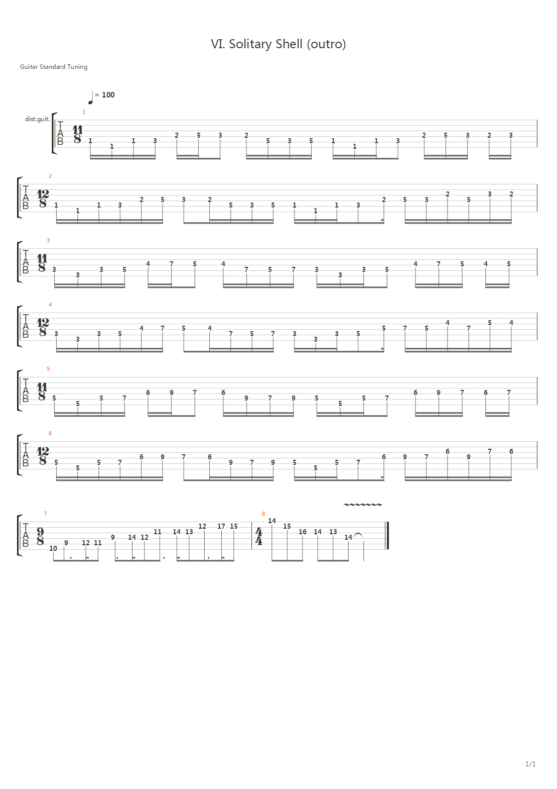 Solitary Shell (outro)吉他谱