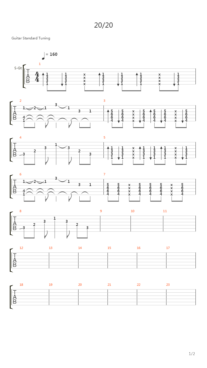 20/20吉他谱