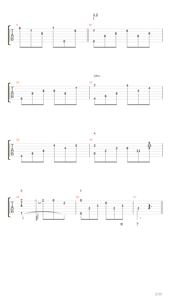 OD琴行【当你老了】弹唱GTP【中级】E调吉他谱
