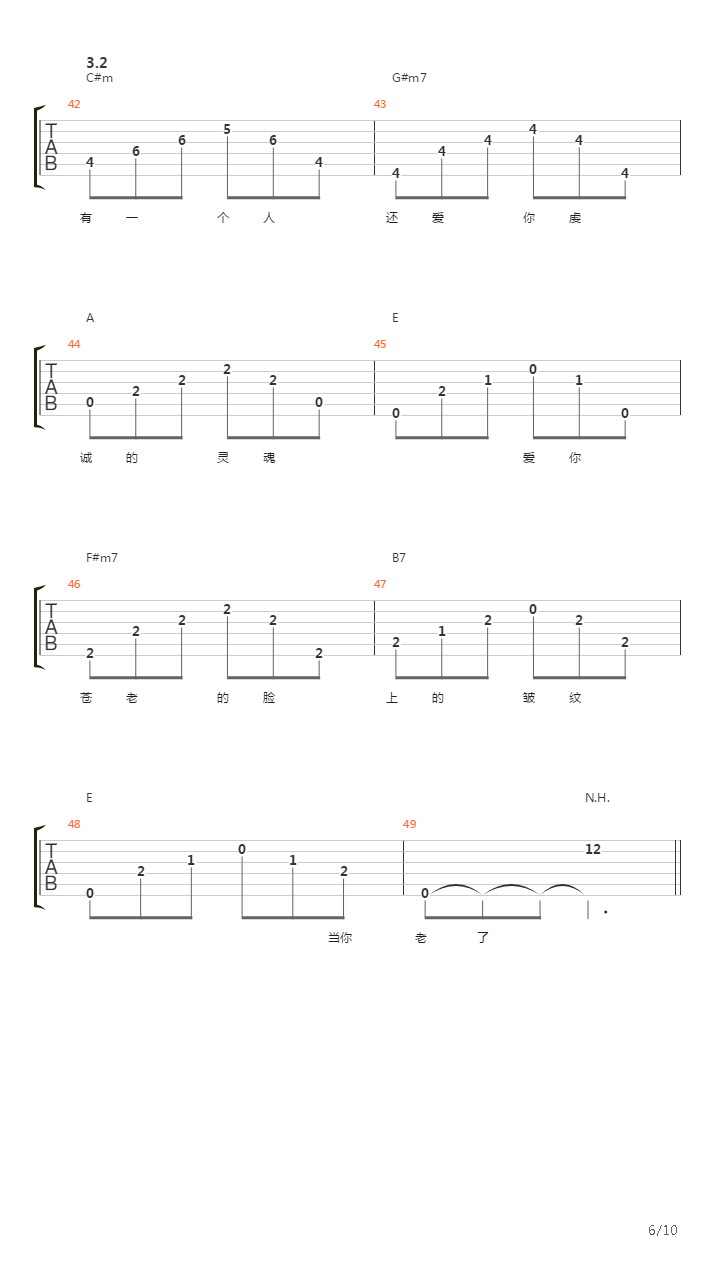 OD琴行【当你老了】弹唱GTP【中级】E调吉他谱