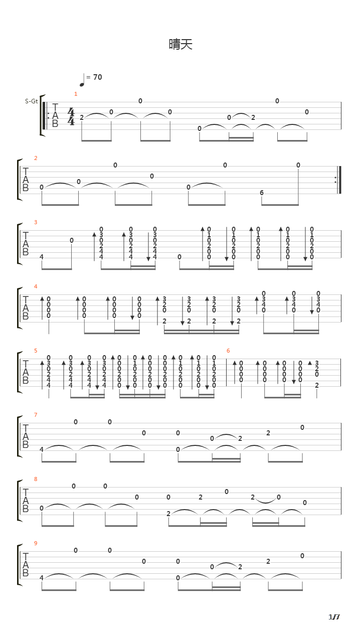 晴天吉他谱