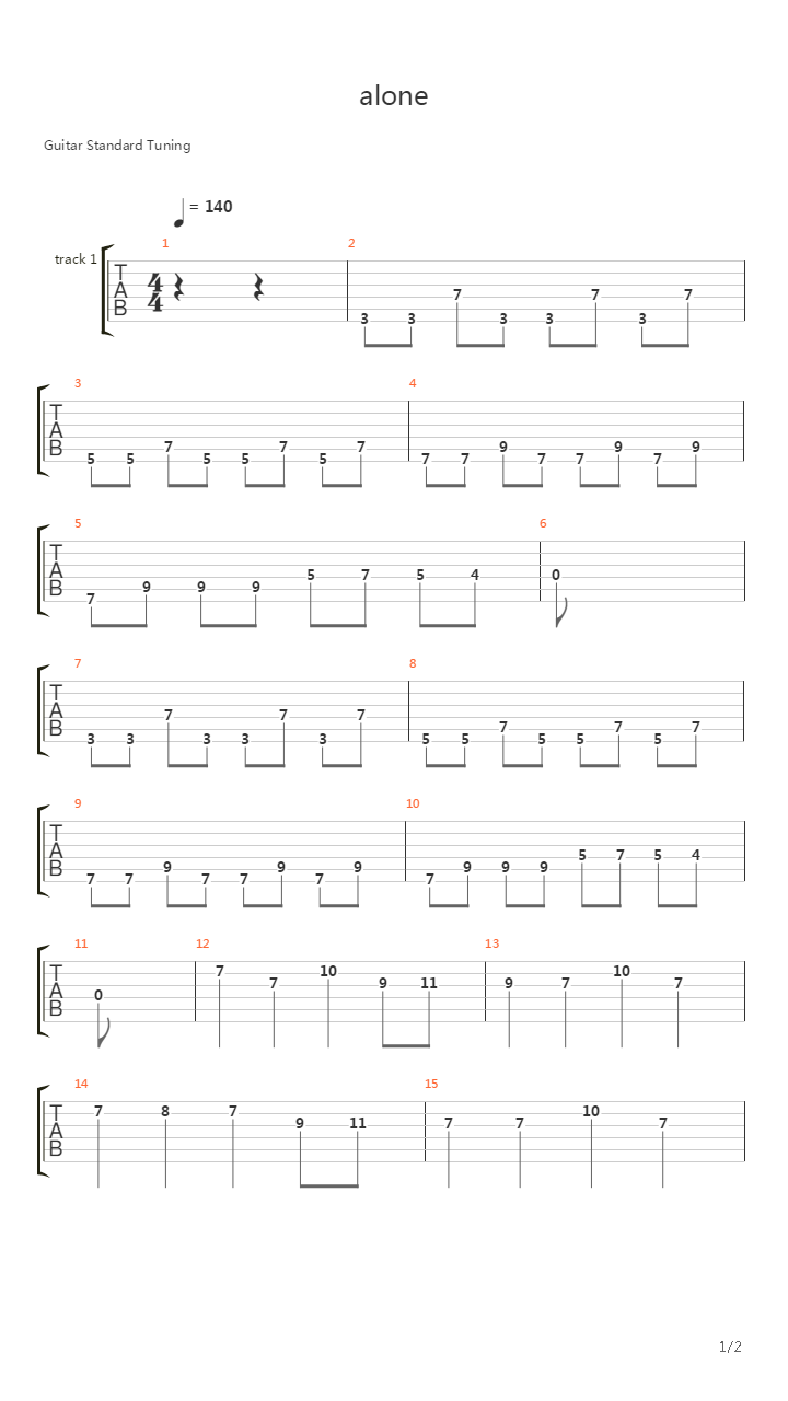 Alone吉他谱