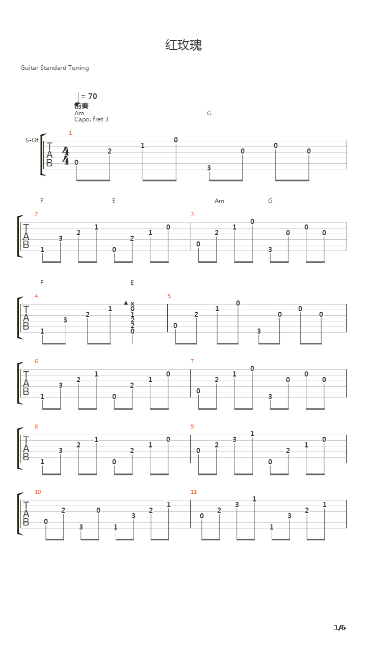 红玫瑰吉他谱
