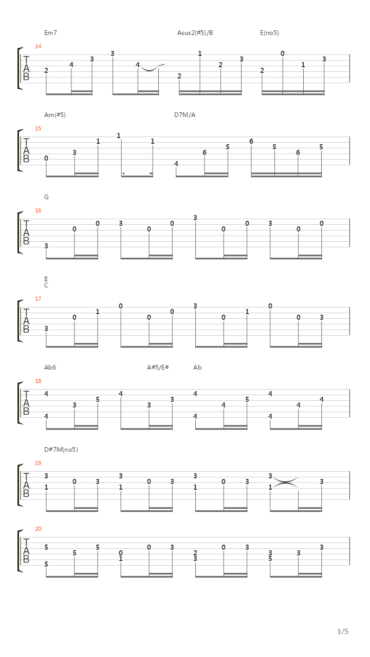 白日梦吉他谱