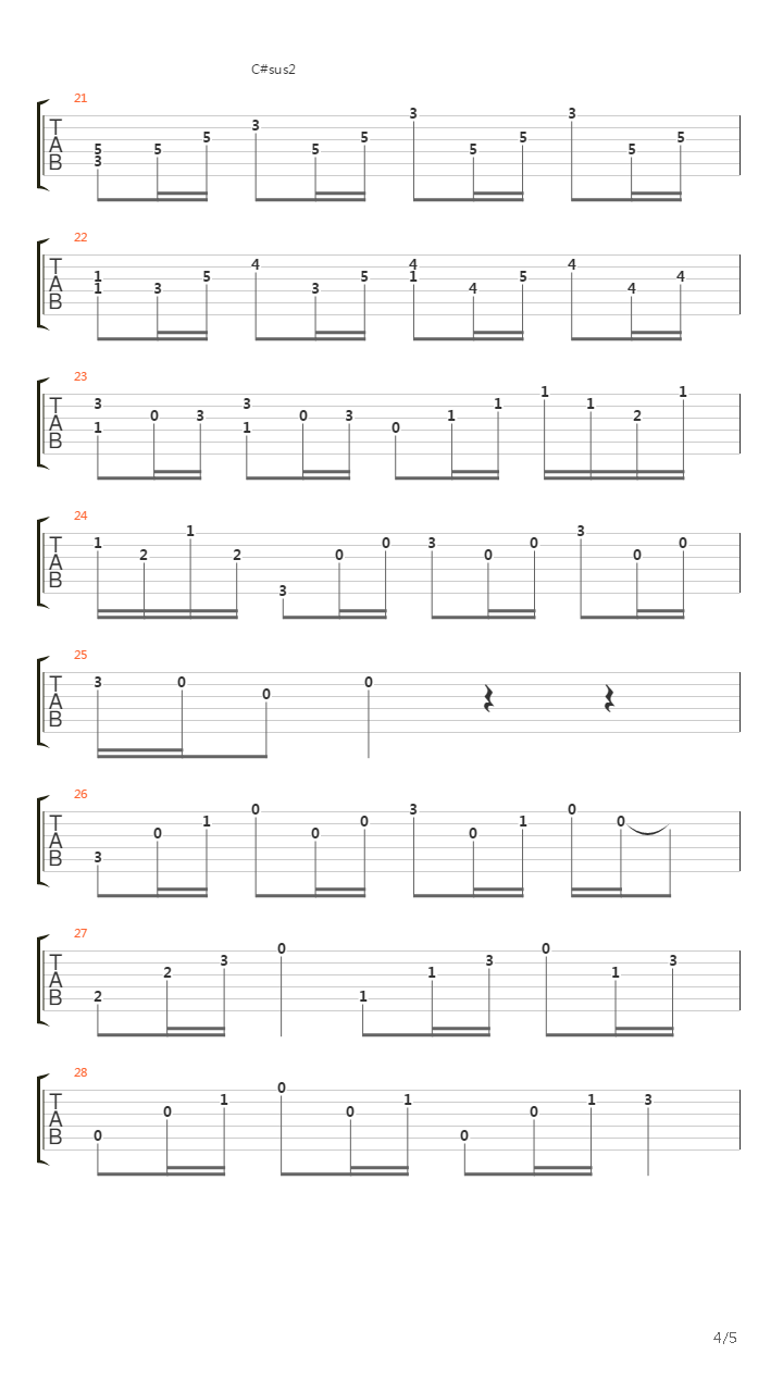 白日梦吉他谱