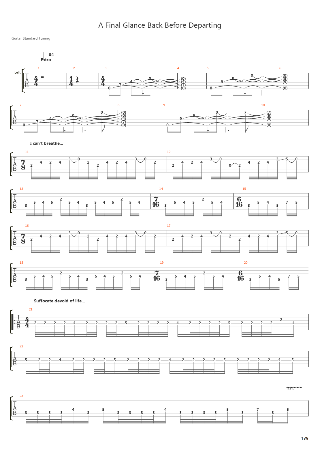 A Final Glance Back Before Departing吉他谱