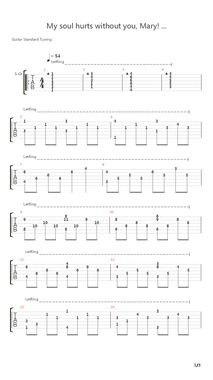 My Soul Hurts Without You Mary吉他谱