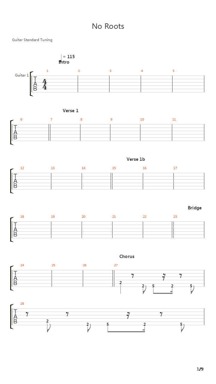 No Roots吉他谱