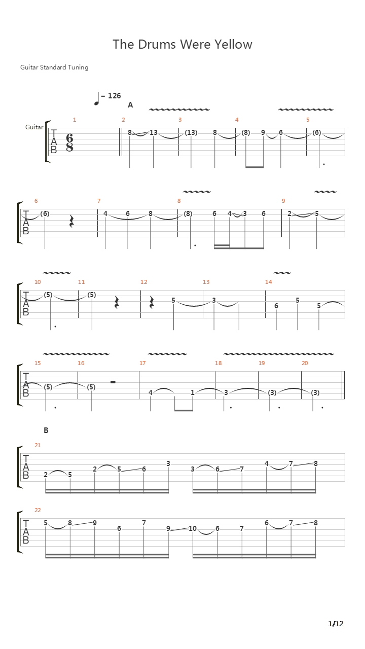 The Drums Were Yellow吉他谱