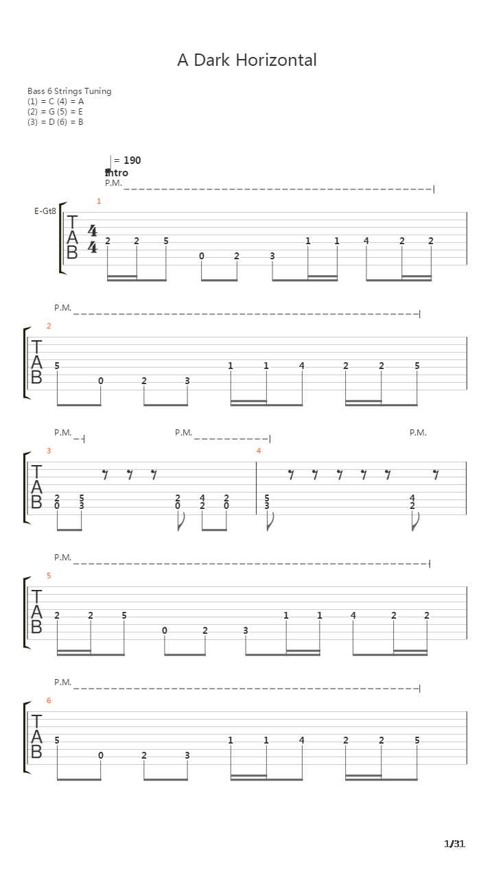 A Dark Horizontal吉他谱