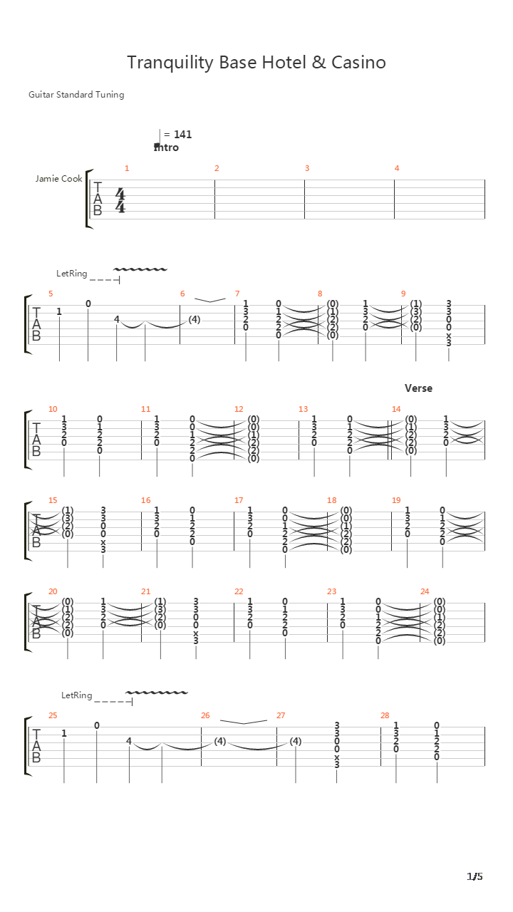 Tranquility Base Hotel And Casino吉他谱