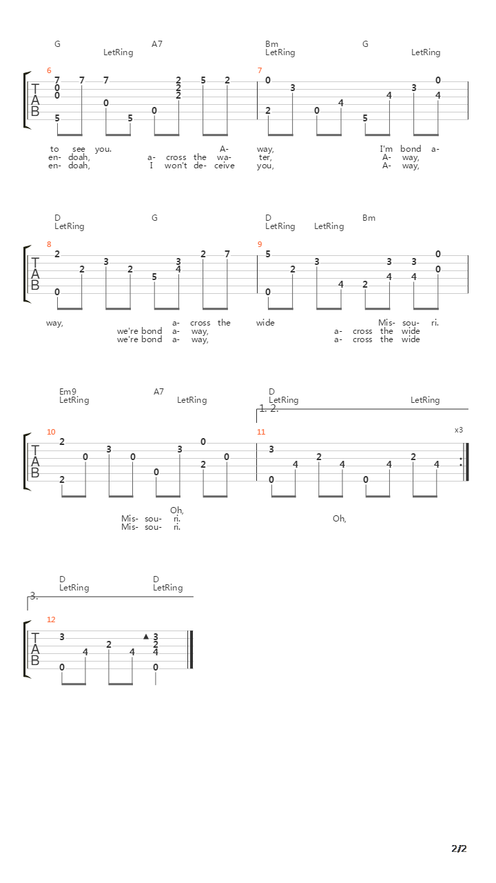 Shenandoah吉他谱