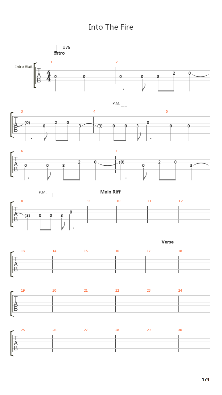 Into The Fire吉他谱