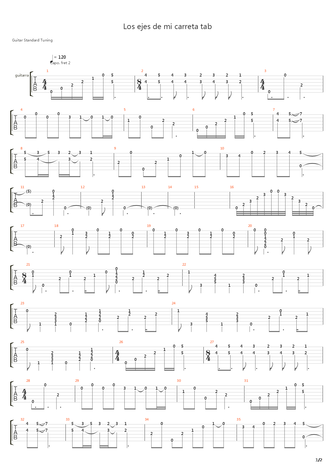 Los Ejes De Mi Carreta吉他谱