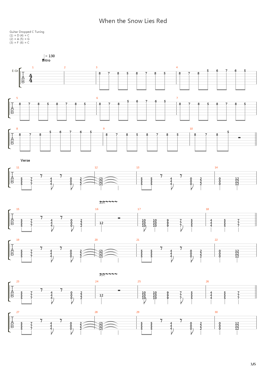 When The Snow Lies Red吉他谱