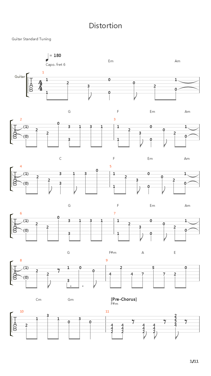 Distortion吉他谱