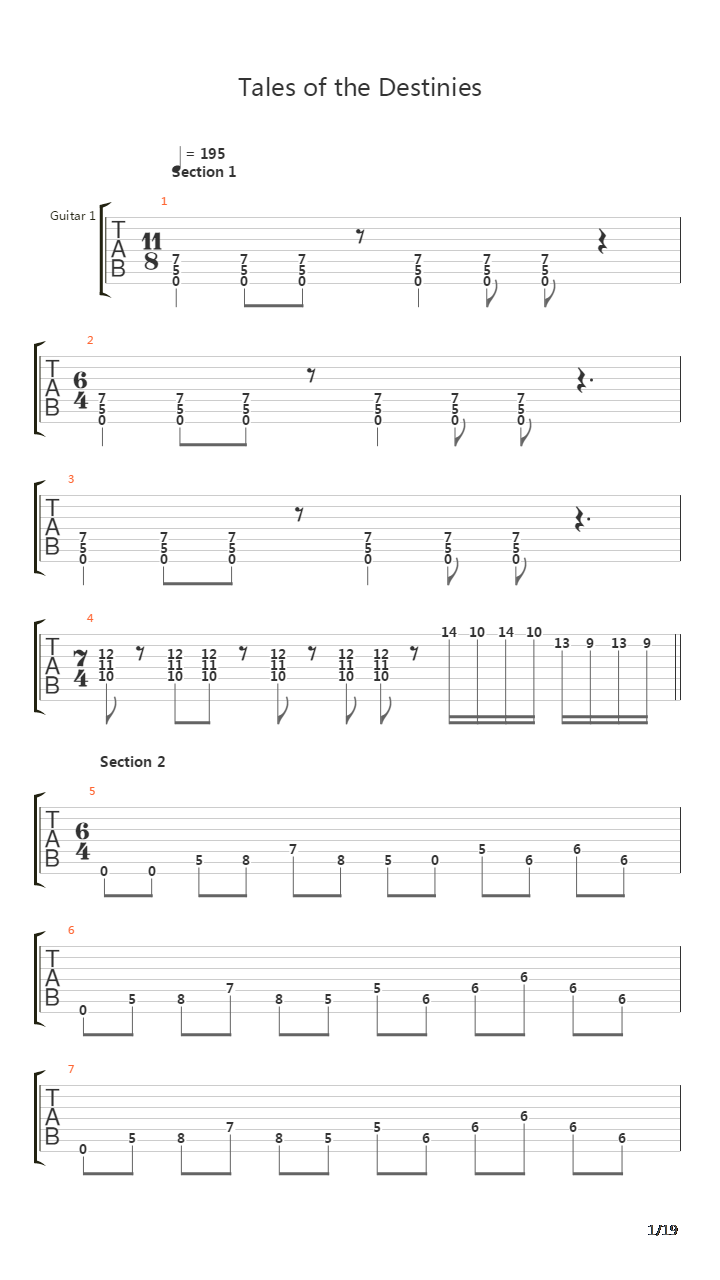 Tales Of The Destinies吉他谱