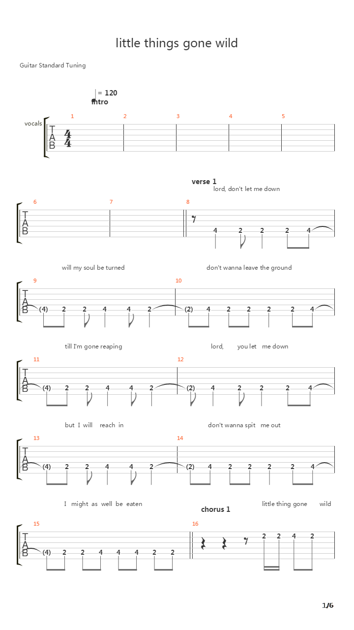Little Thing Gone Wild吉他谱