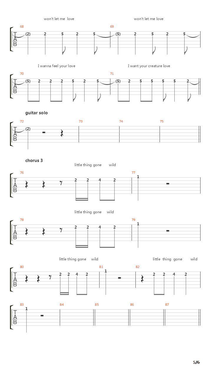 Little Thing Gone Wild吉他谱