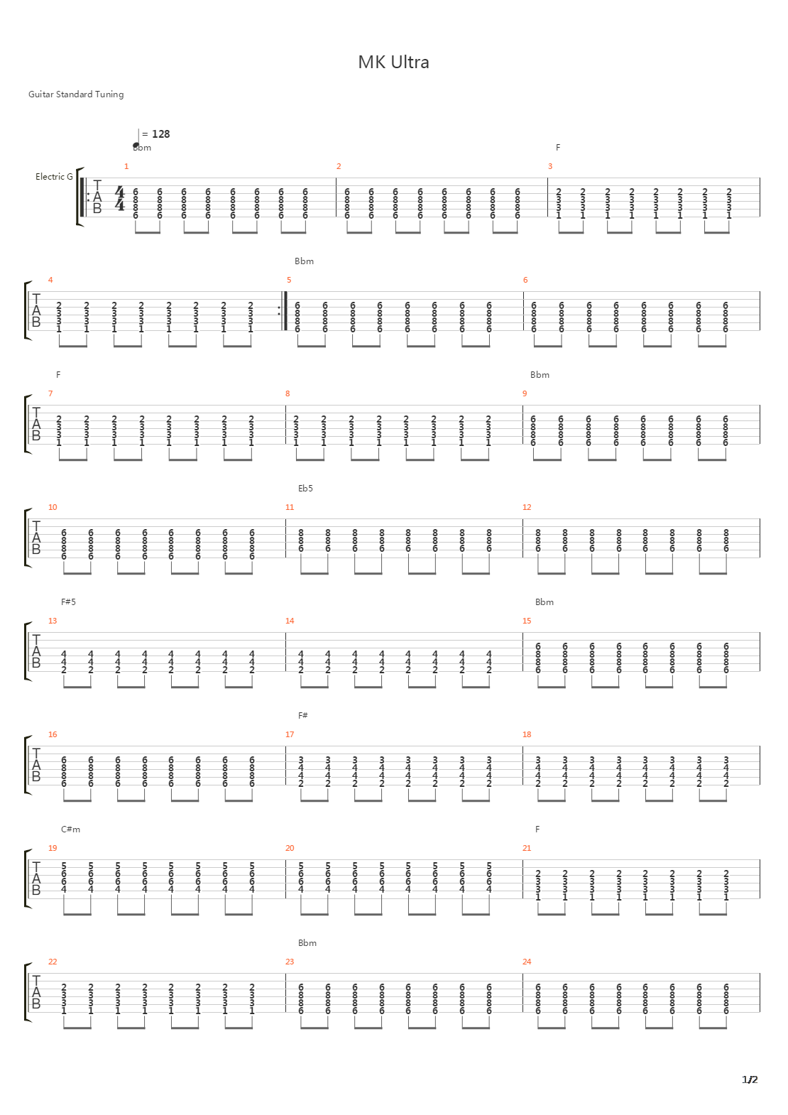 Mk Ultra吉他谱