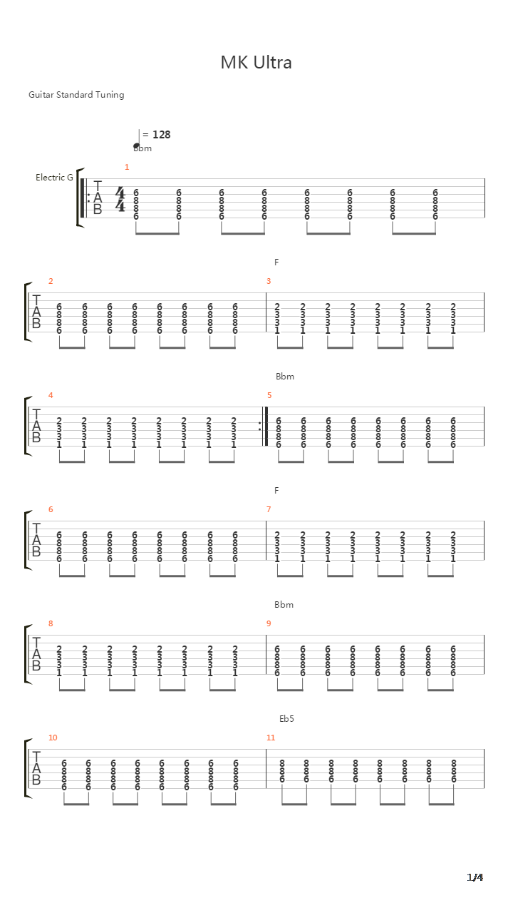 Mk Ultra吉他谱