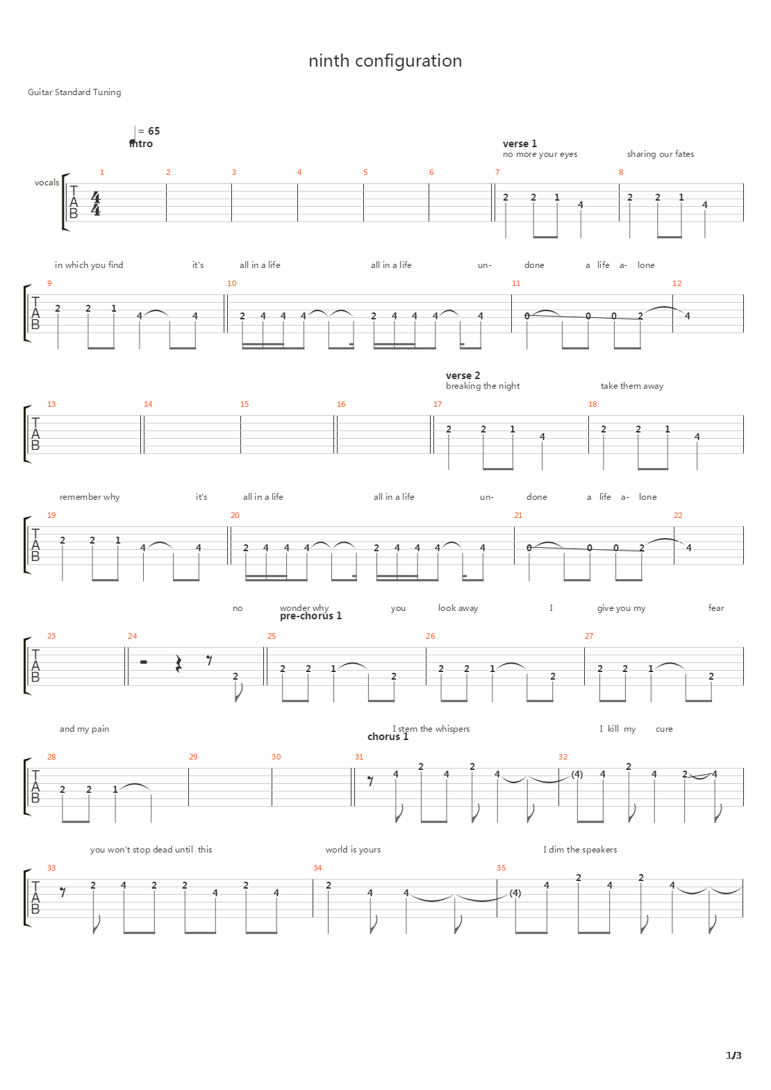 Ninth Configuration吉他谱