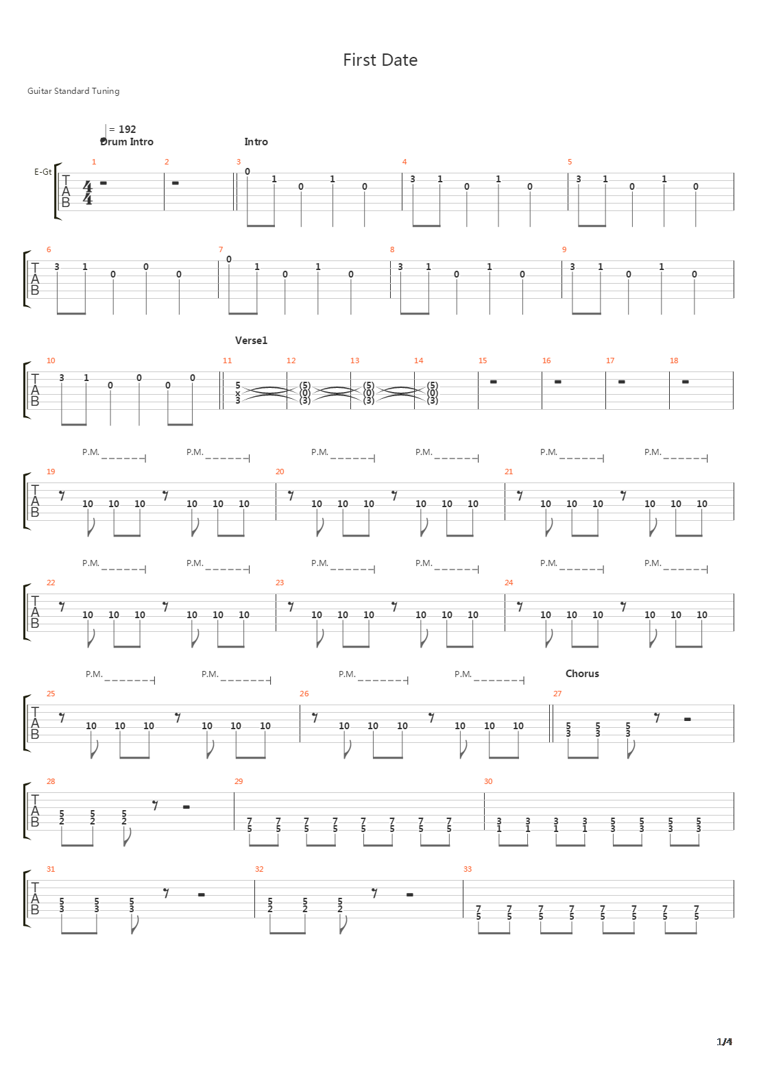 First Date吉他谱