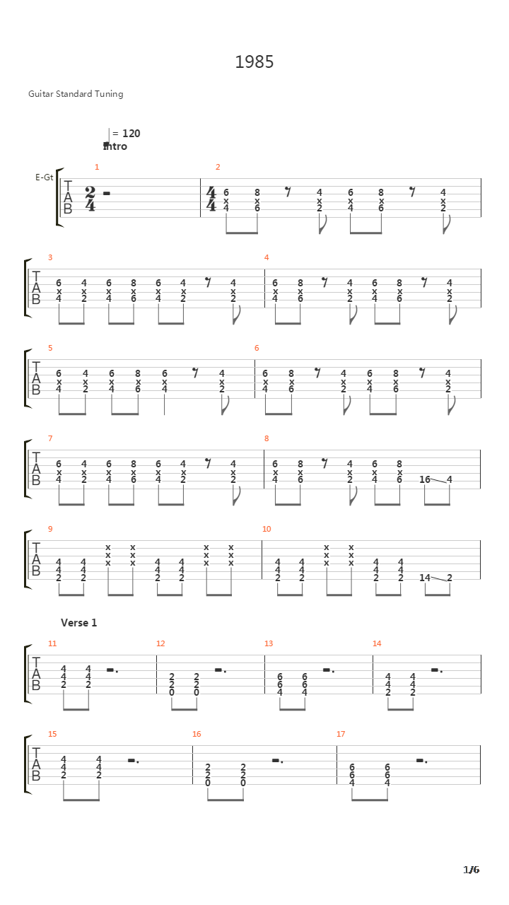 1985吉他谱