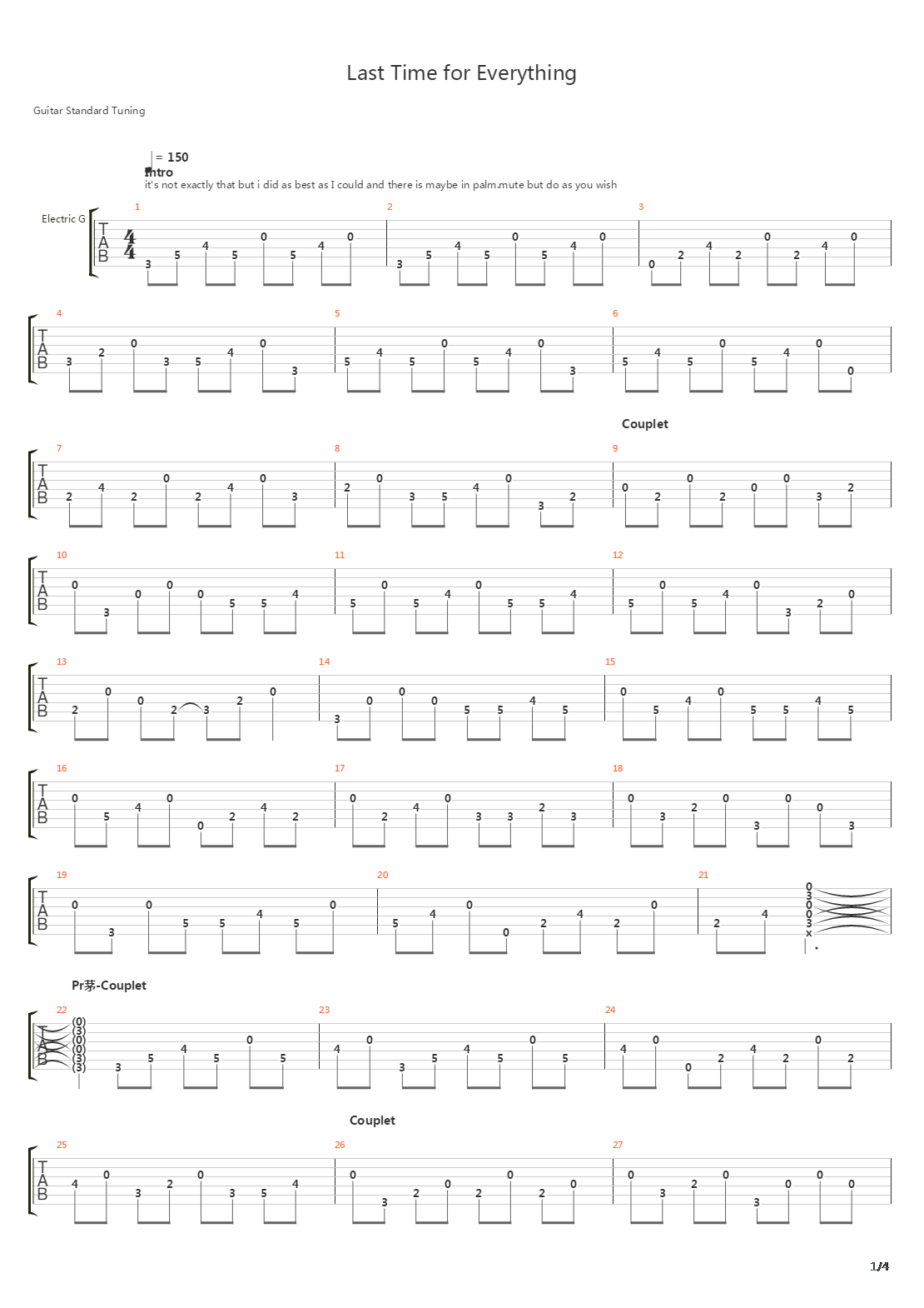 Last Time For Everything吉他谱