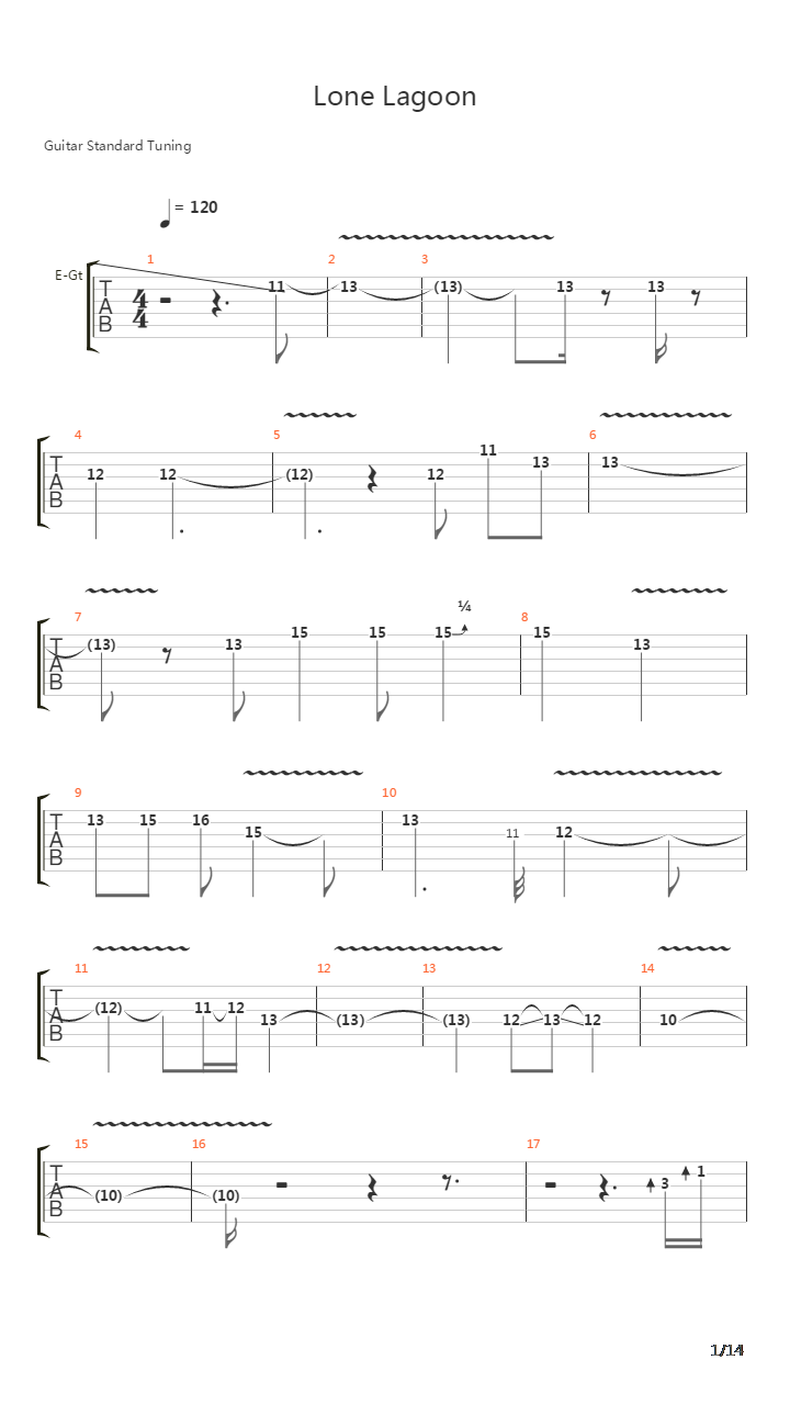 Lone Lagoon吉他谱