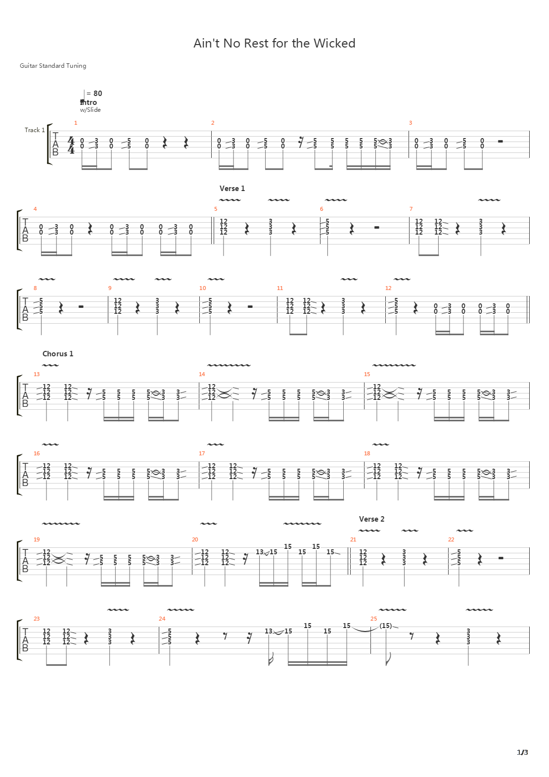 Aint No Rest For The Wicked吉他谱