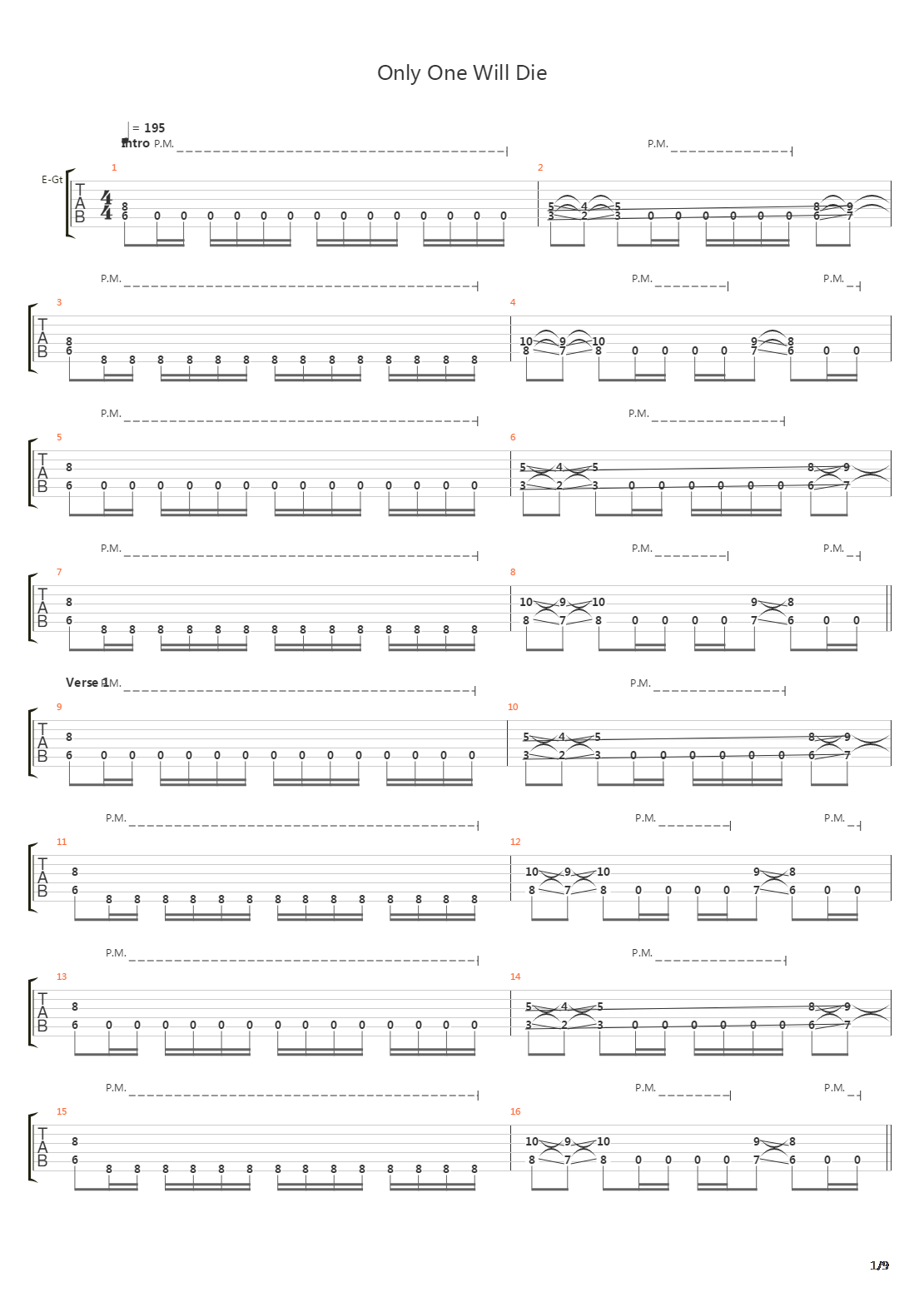Only One Will Die吉他谱