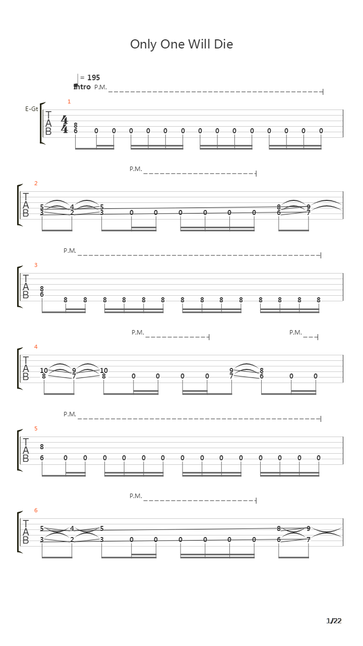 Only One Will Die吉他谱