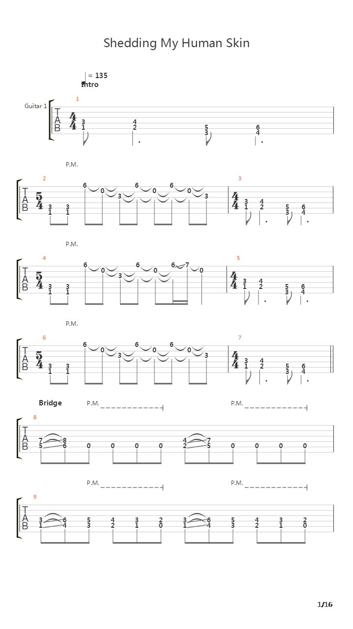 Shedding My Human Skin吉他谱