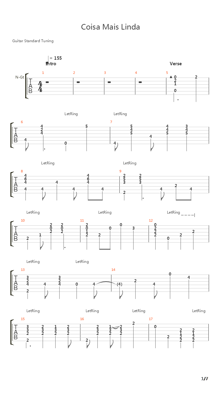 Coisa Mais Linda吉他谱
