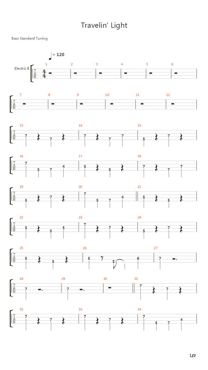Travelin Light吉他谱