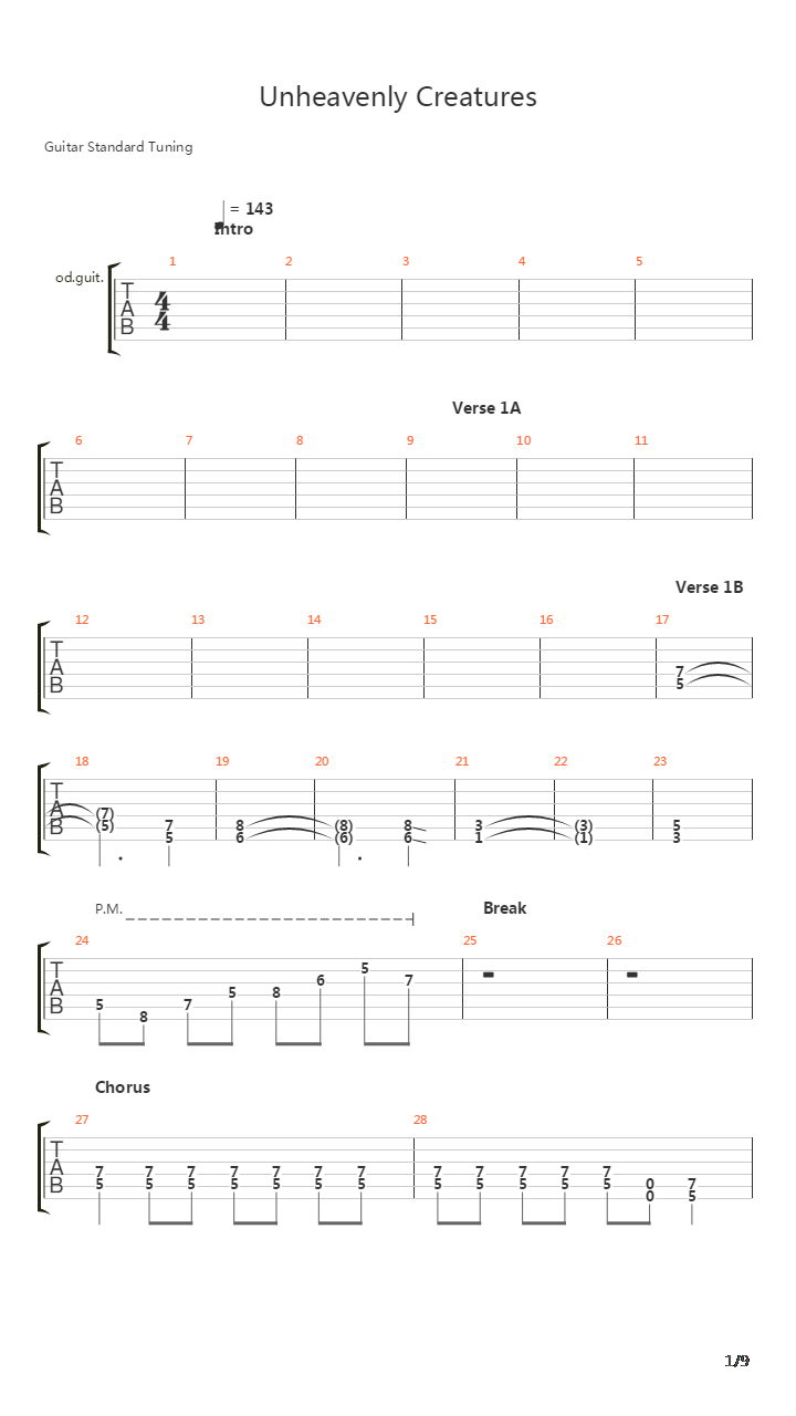 Unheavenly Creatures吉他谱