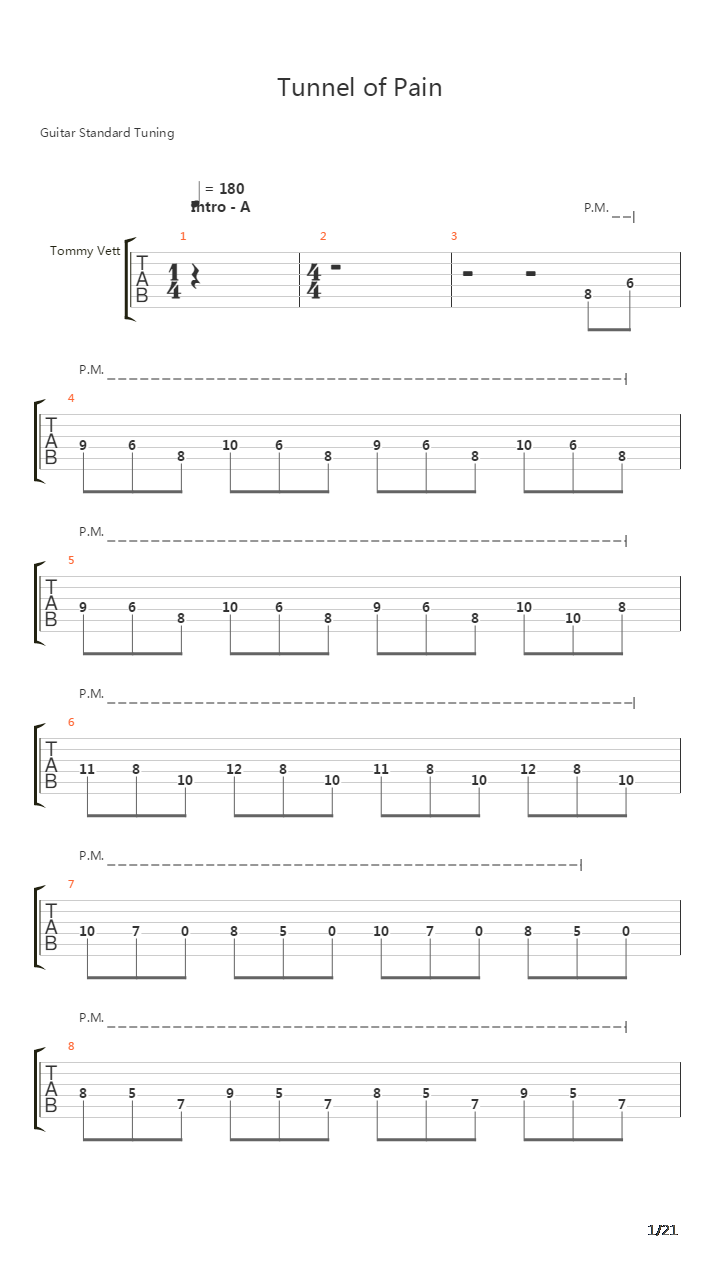 Tunnel Of Pain吉他谱