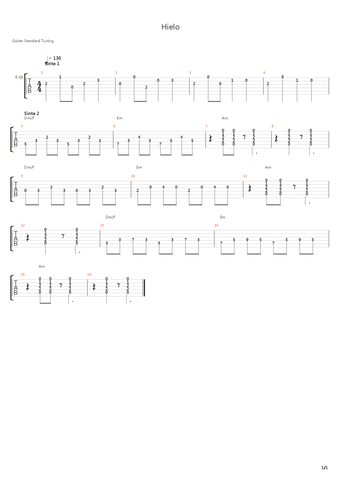 Hielo吉他谱