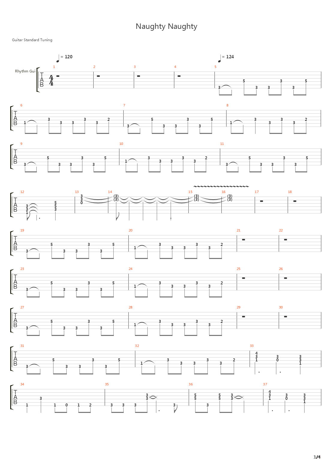 Naughty Naughty吉他谱