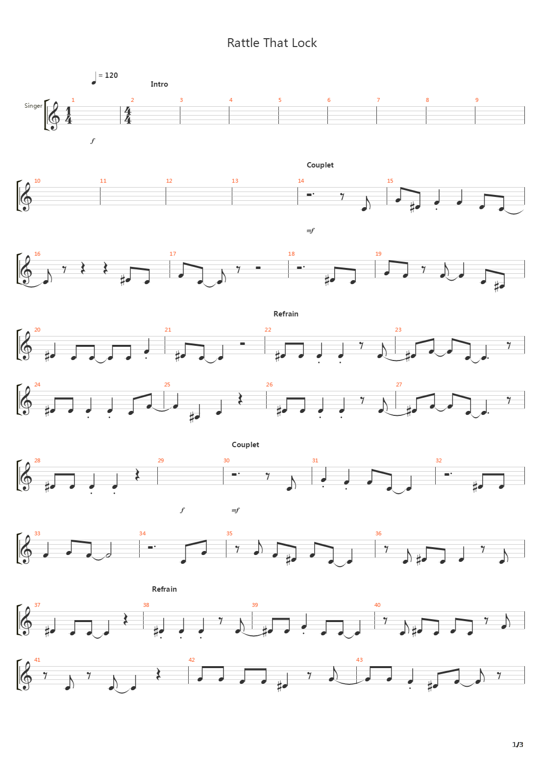 Rattle That Lock吉他谱