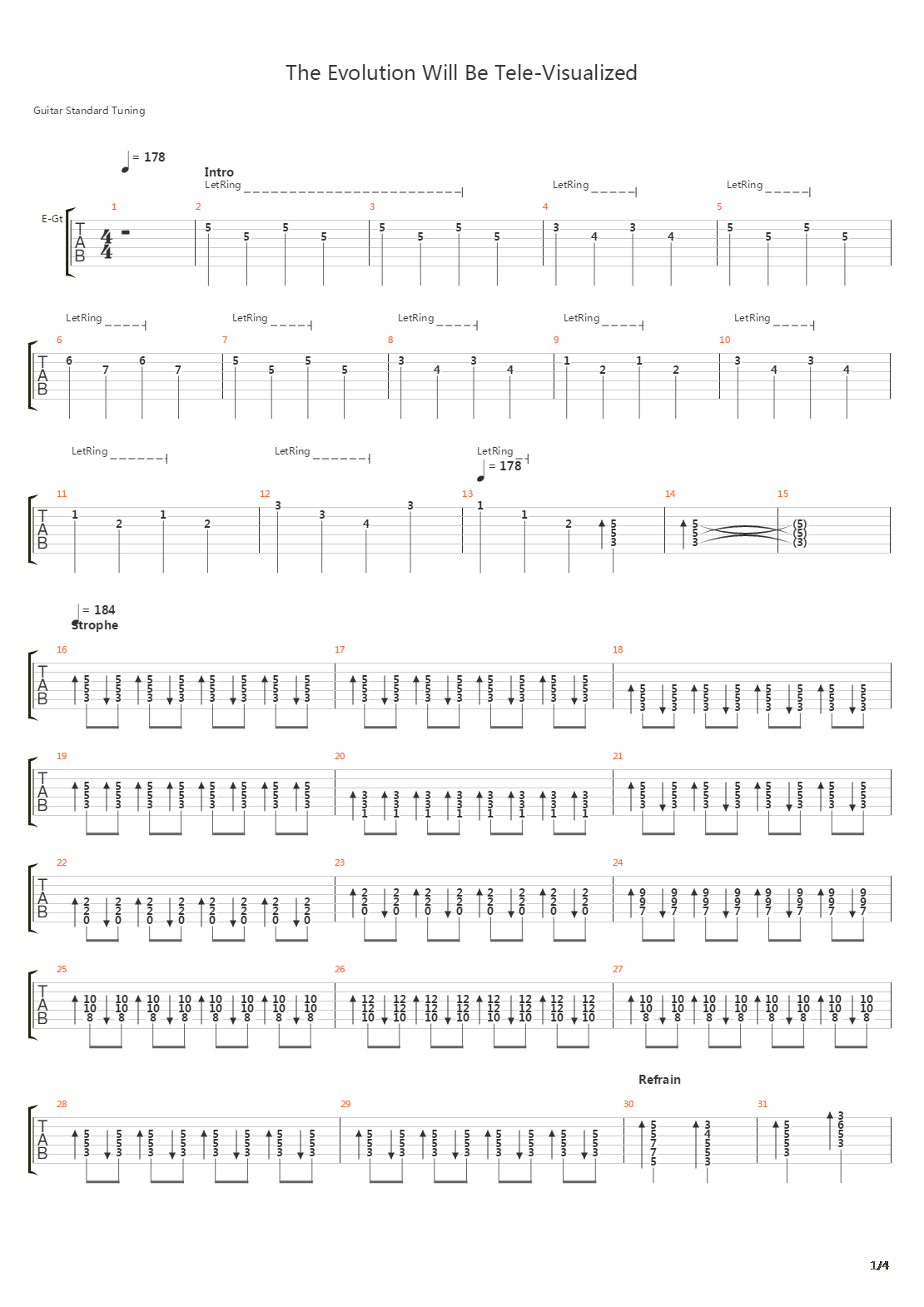 The Evolution Will Be Tele-Visualized吉他谱