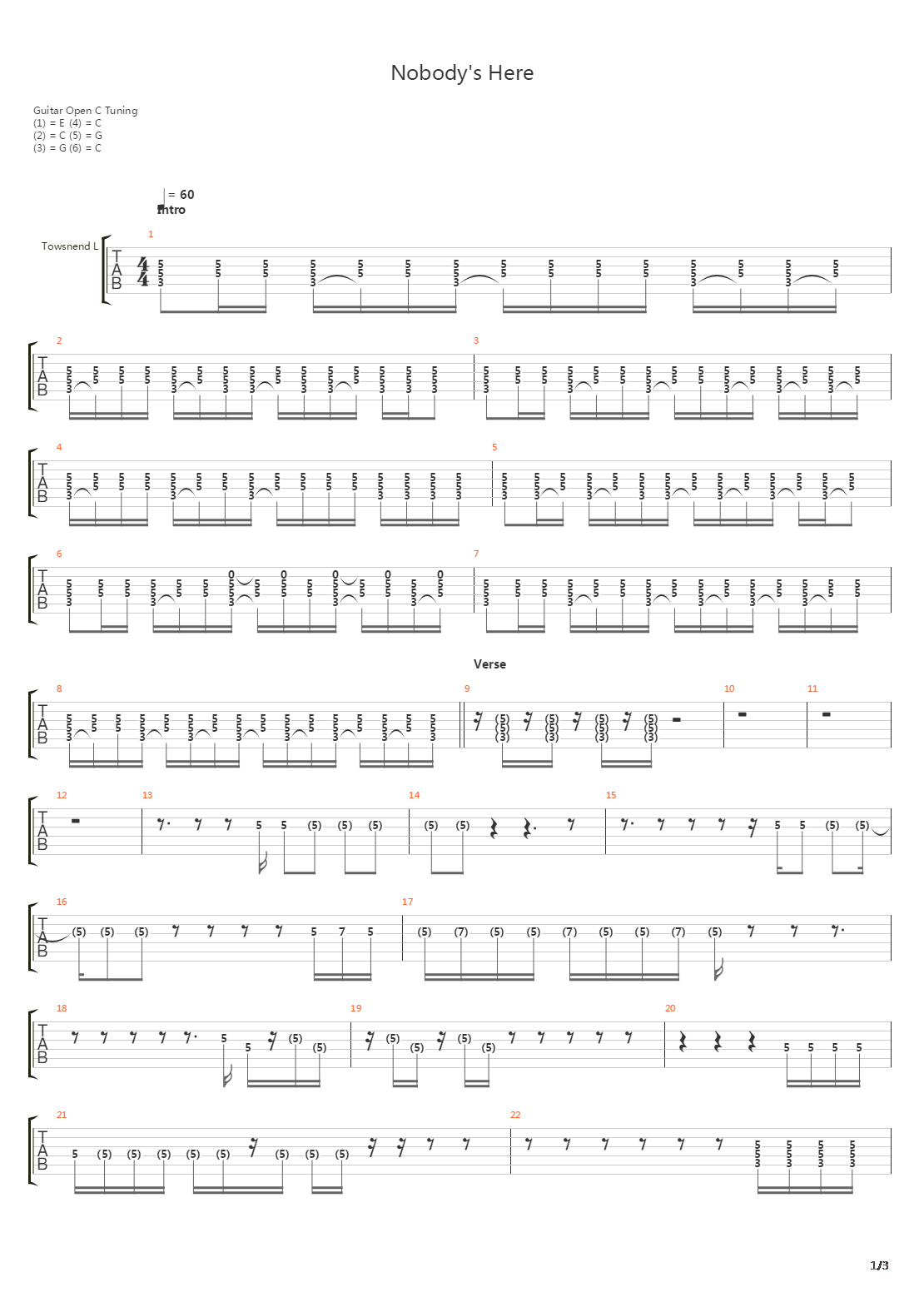 Nobodys Here吉他谱