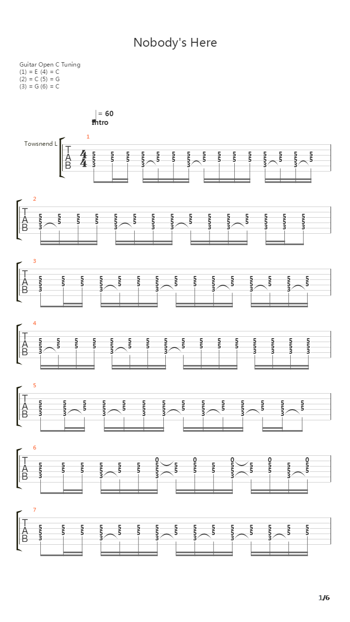Nobodys Here吉他谱